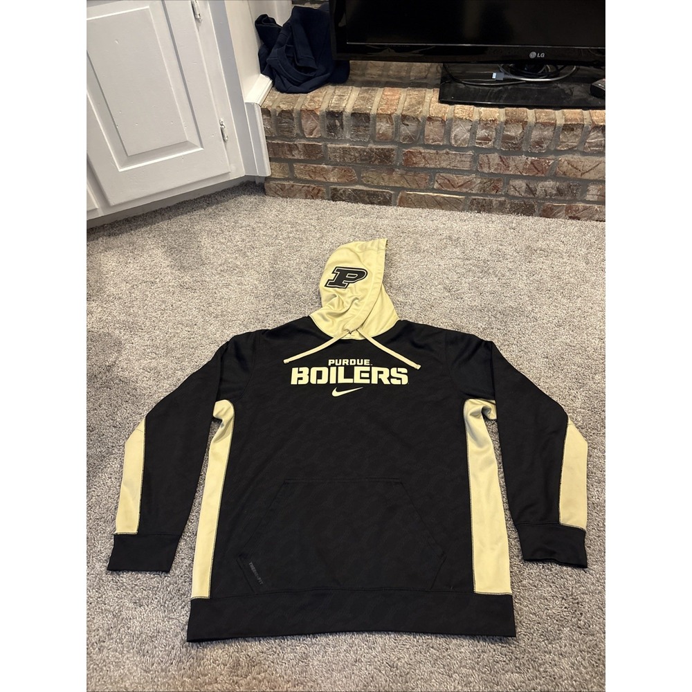 Vintage Purdue University Nike Hoodie Mens Large Center Swoosh Therma Fit NICE